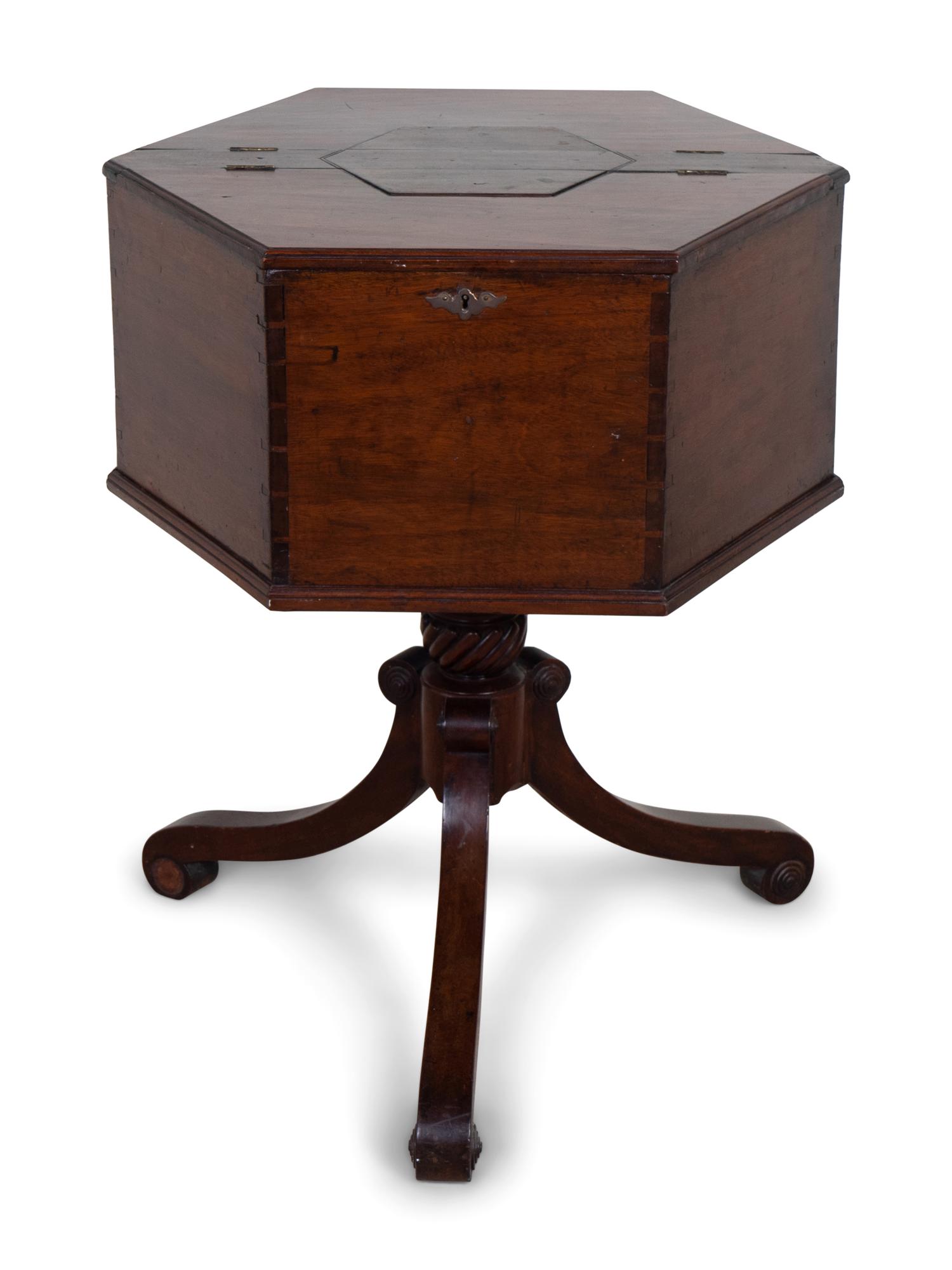 A George III Style Mahogany Hexagonal Cellarette — MID-19TH CENTURY