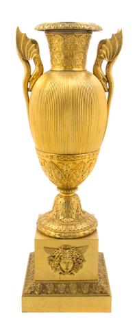 A Neoclassical Gilt Bronze Urn, Height 22 inches.