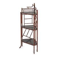 An English Faux Bamboo and Lacquer Etagere