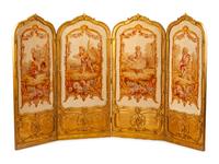 An Aubusson Tapestry-Upholstered Four-Panel Floor Screen