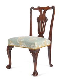 A Pair of George II Carved Mahogany Side Chairs