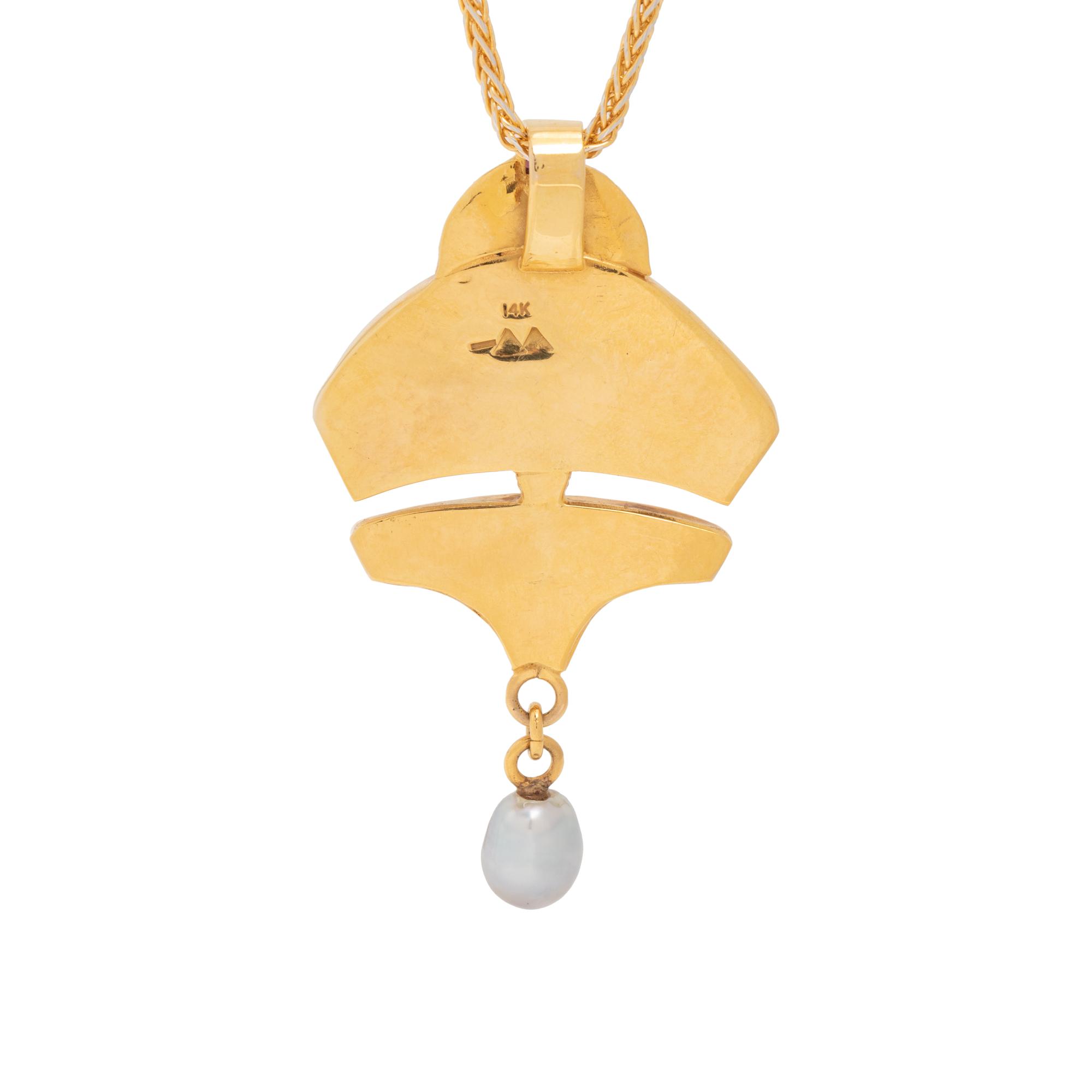 DOUG NAVA, YELLOW GOLD AND MULTIGEM PENDANT