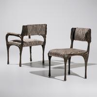 Sculpted Bronze chairs, set of 6, c. 1970 Paul Evans Studio for Directional, USA
