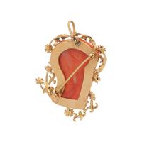 YELLOW GOLD AND CORAL PENDANT/BROOCH