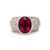 Rubellite Tourmaline and Diamond Ring