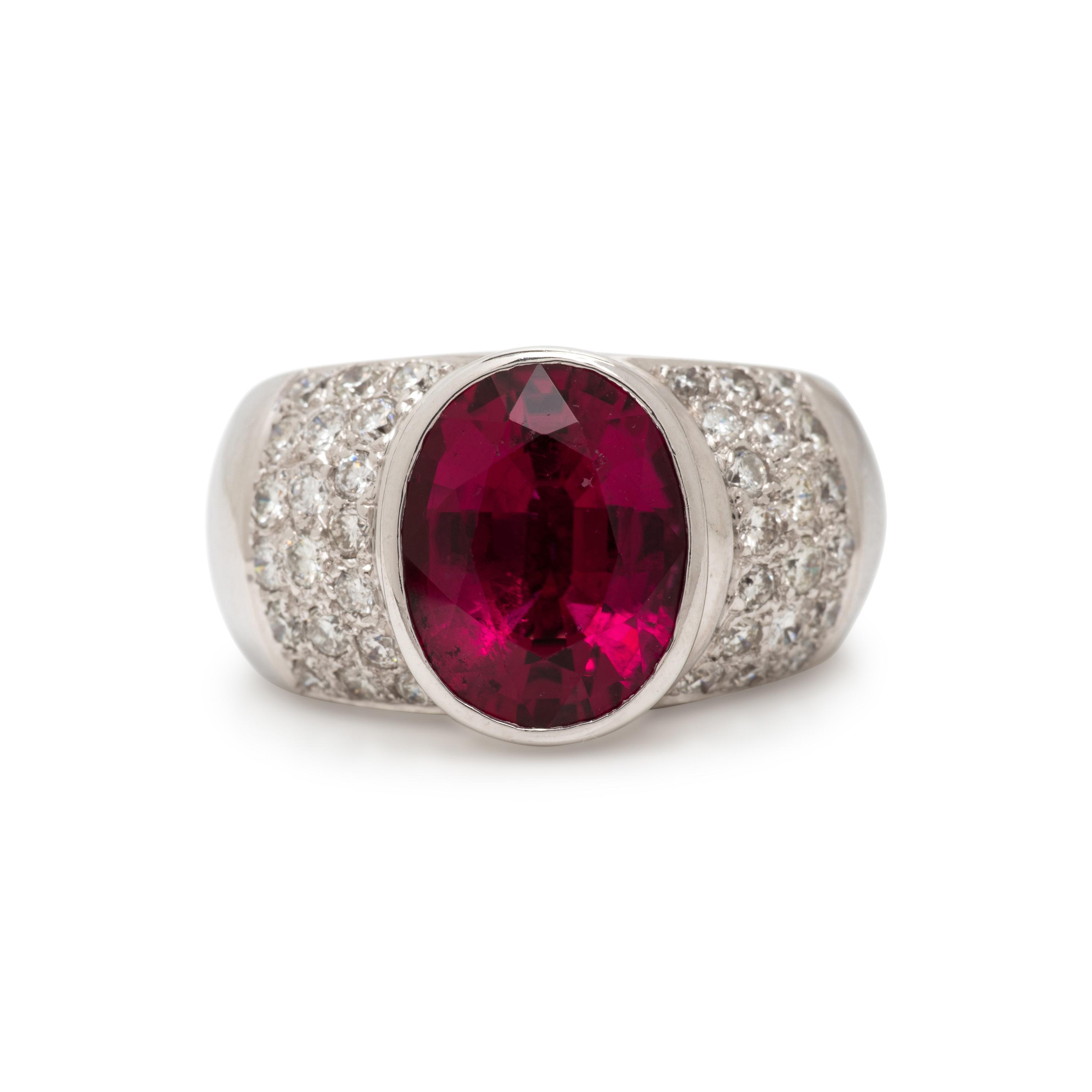 Rubellite Tourmaline and Diamond Ring