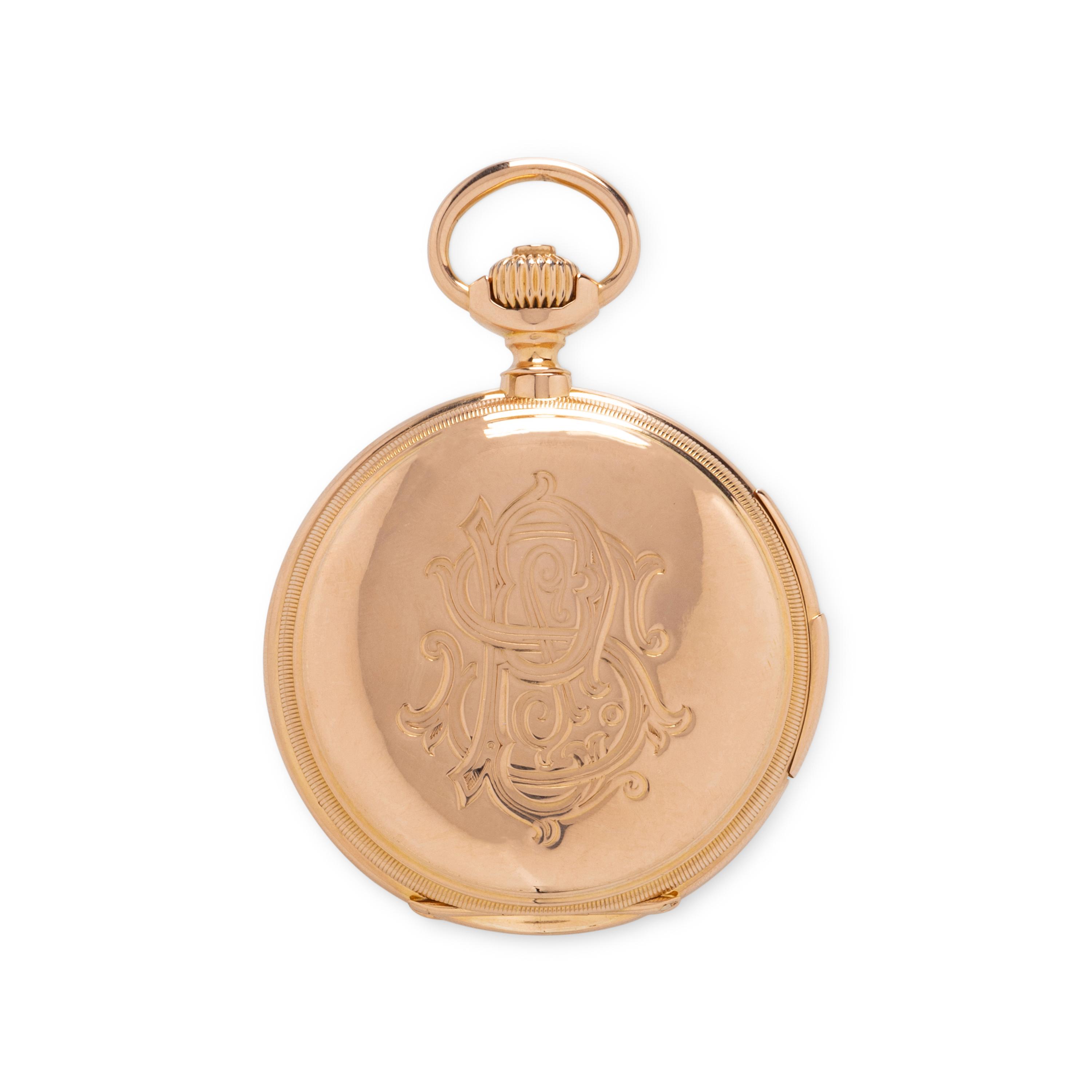 PATEK PHILIPPE, 18K YELLOW GOLD MINUTE REPEATER POCKET WATCH WITH TWO EXTRACTS