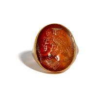A Neoclassical Gold and Carnelian Finger Ring with the Gods Serapis and Isis