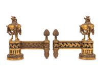 A Pair of Louis XVI Style Gilt Bronze Chenets
