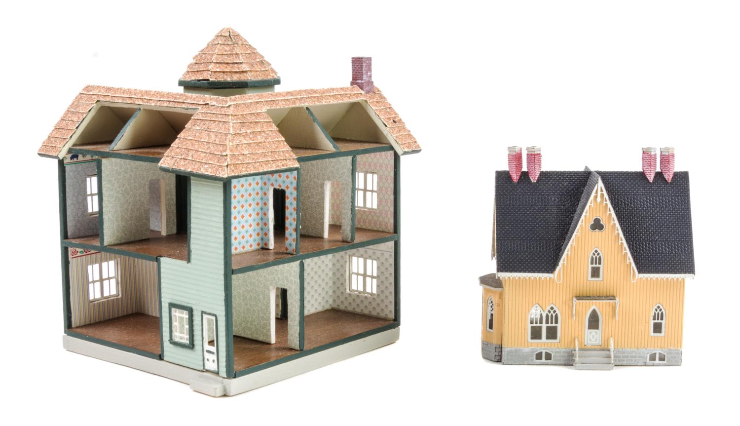 Two Miniature Houses Height of first 3 1/2 x width 4 x depth 3 inches. — Norman Scott Nielsen