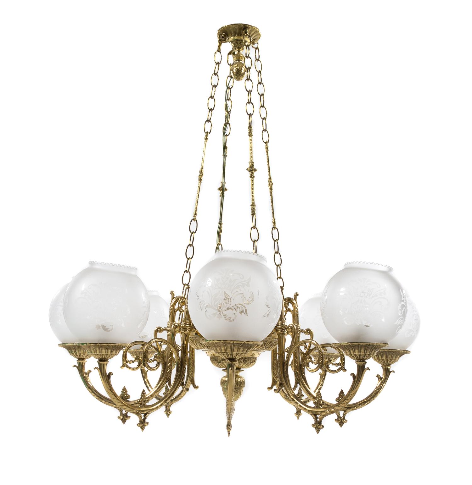 A Victorian Brass Chandelier Diameter 34 1/2 inches. — LATE 19TH CENTURY