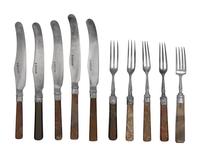 A Scottish Victorian Silver and Agate Mounted Dessert Flatware Service