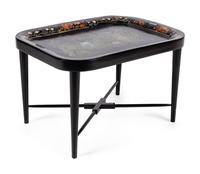 A Victorian Tole Tray on a Later Stand