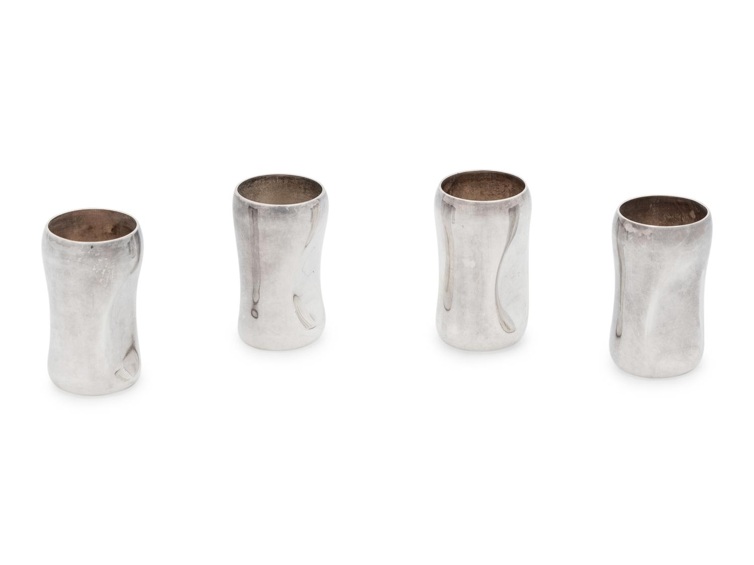 A Set of Four Elsa Peretti for Tiffany and Co. Silver Cordials