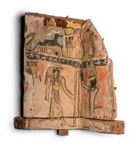 An Egyptian Painted Wood Sarcophagus Fragment