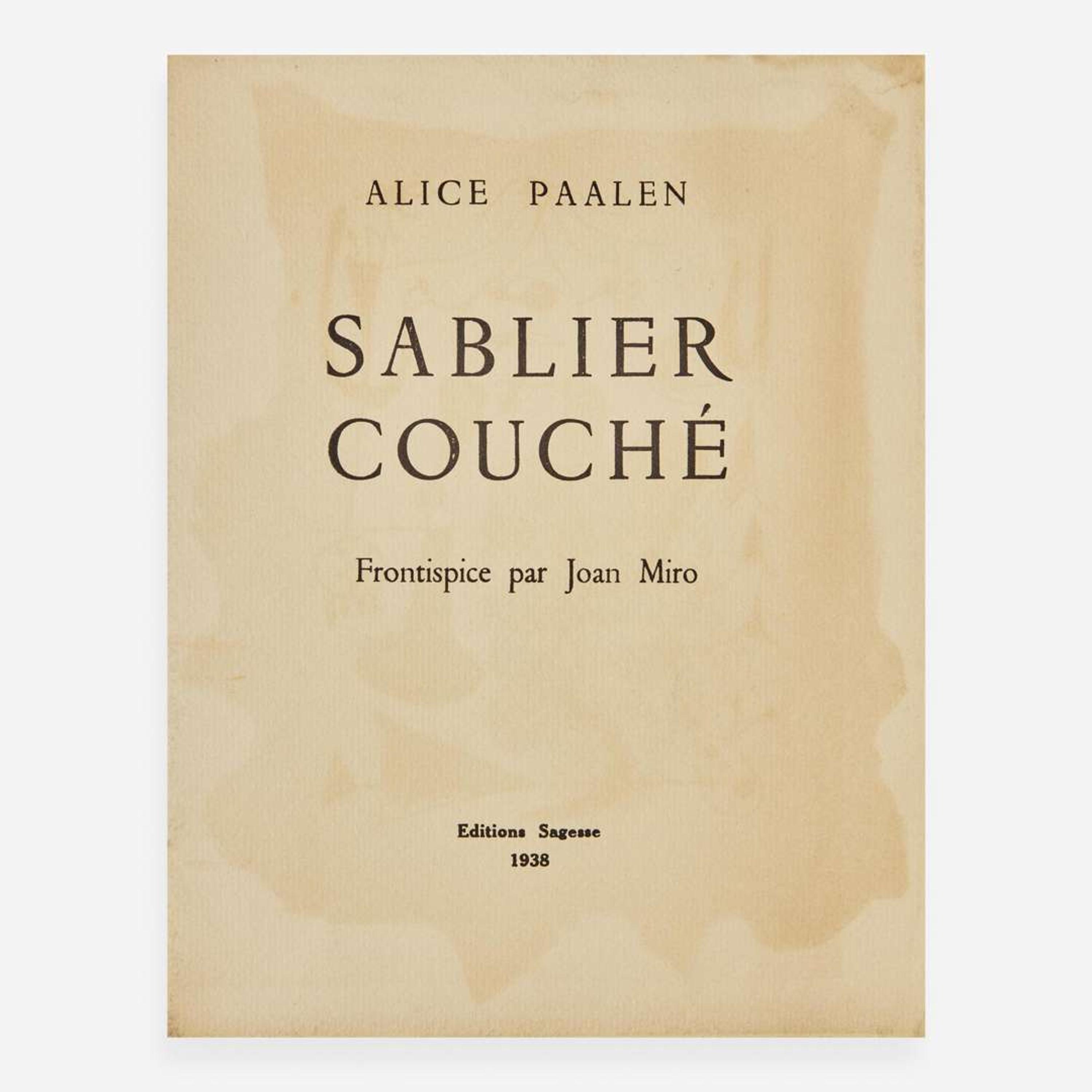 [Art] [Miro, Joan] Paalen, Alice Sablier Couché