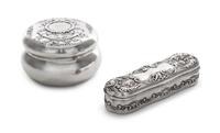 Two American Silver Boxes, Gorham and Howard & Co., 19th/20th Century, comprising an oval pin box by Gorham and a circular lidded powde