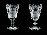 A Pair of Continental Etched Glass Goblets