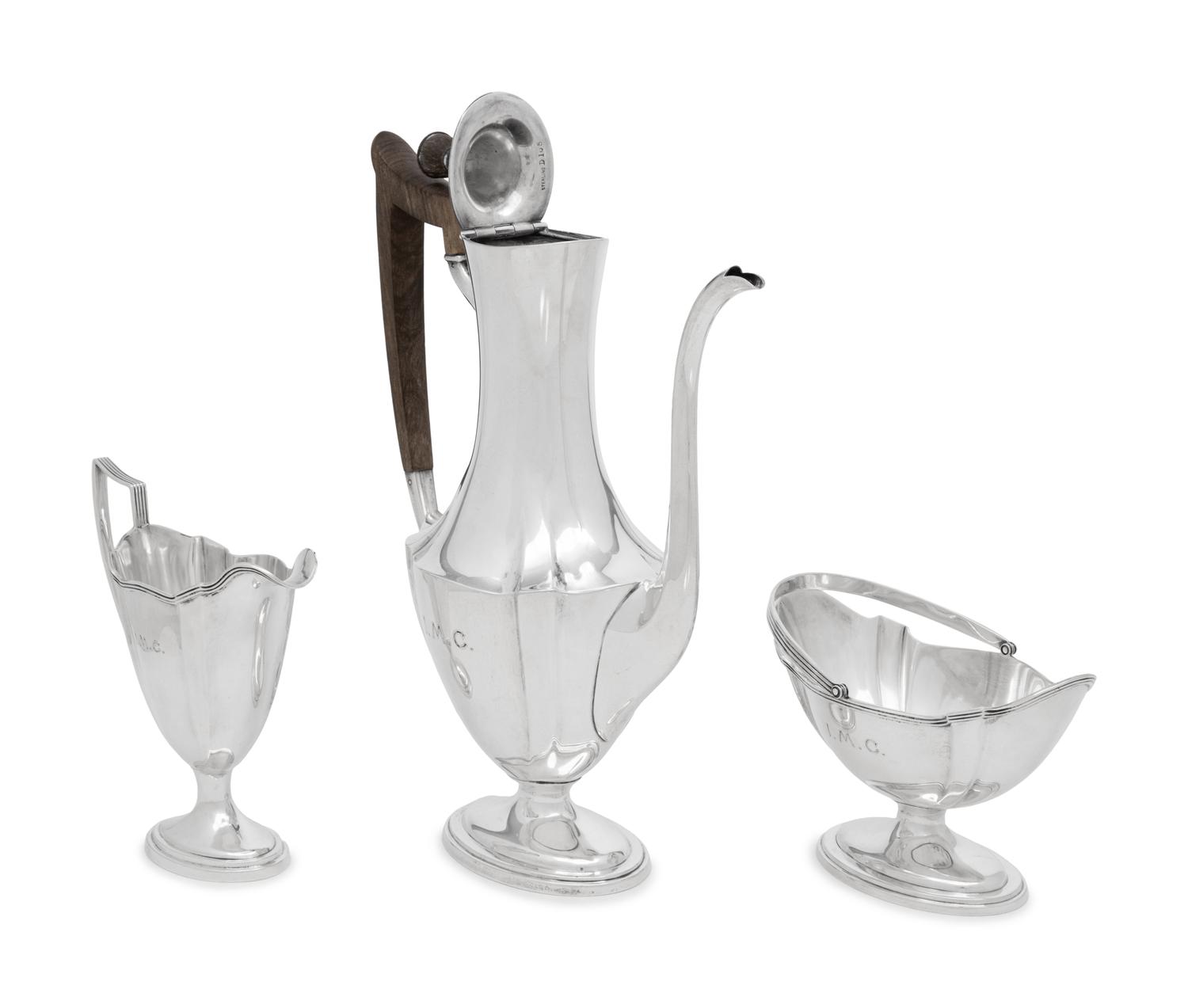 A Gorham Plymouth Silver Three-Piece Coffee Service