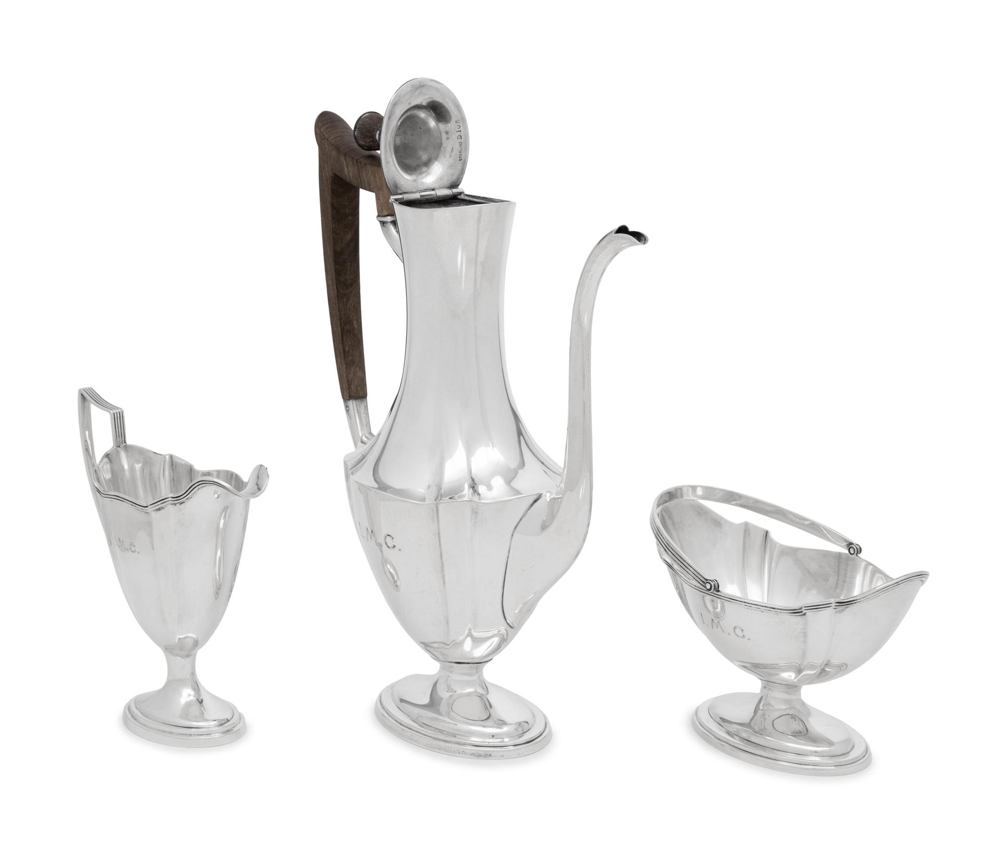 A Gorham Plymouth Silver Three-Piece Coffee Service