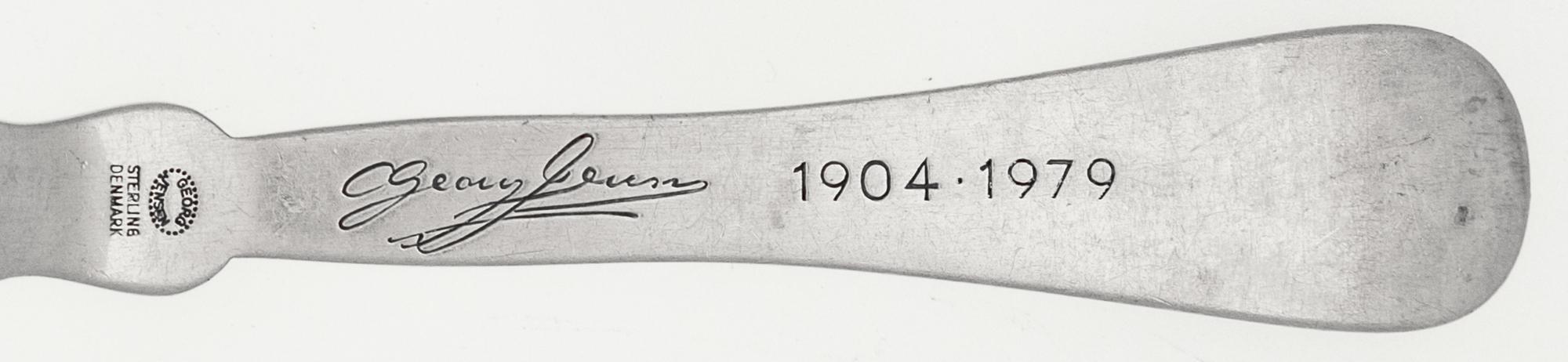 A Georg Jensen Silver and Hardstone Inset Commemorative Spoon