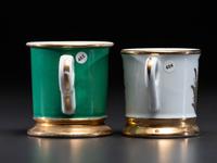 Two Laborer's Porcelain Occupational Shaving Mugs