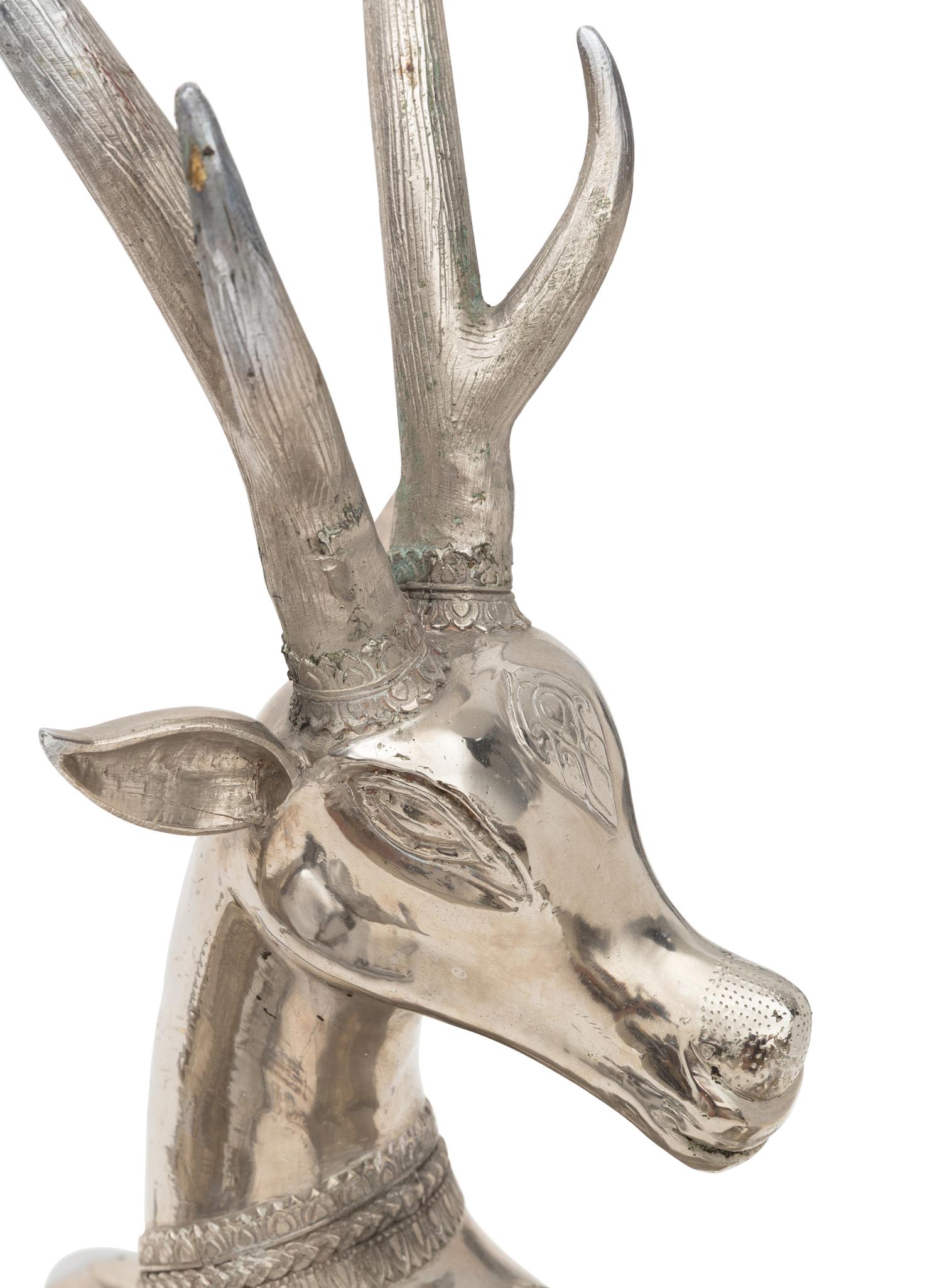 A Pair of Large Nickel-Plated Stags