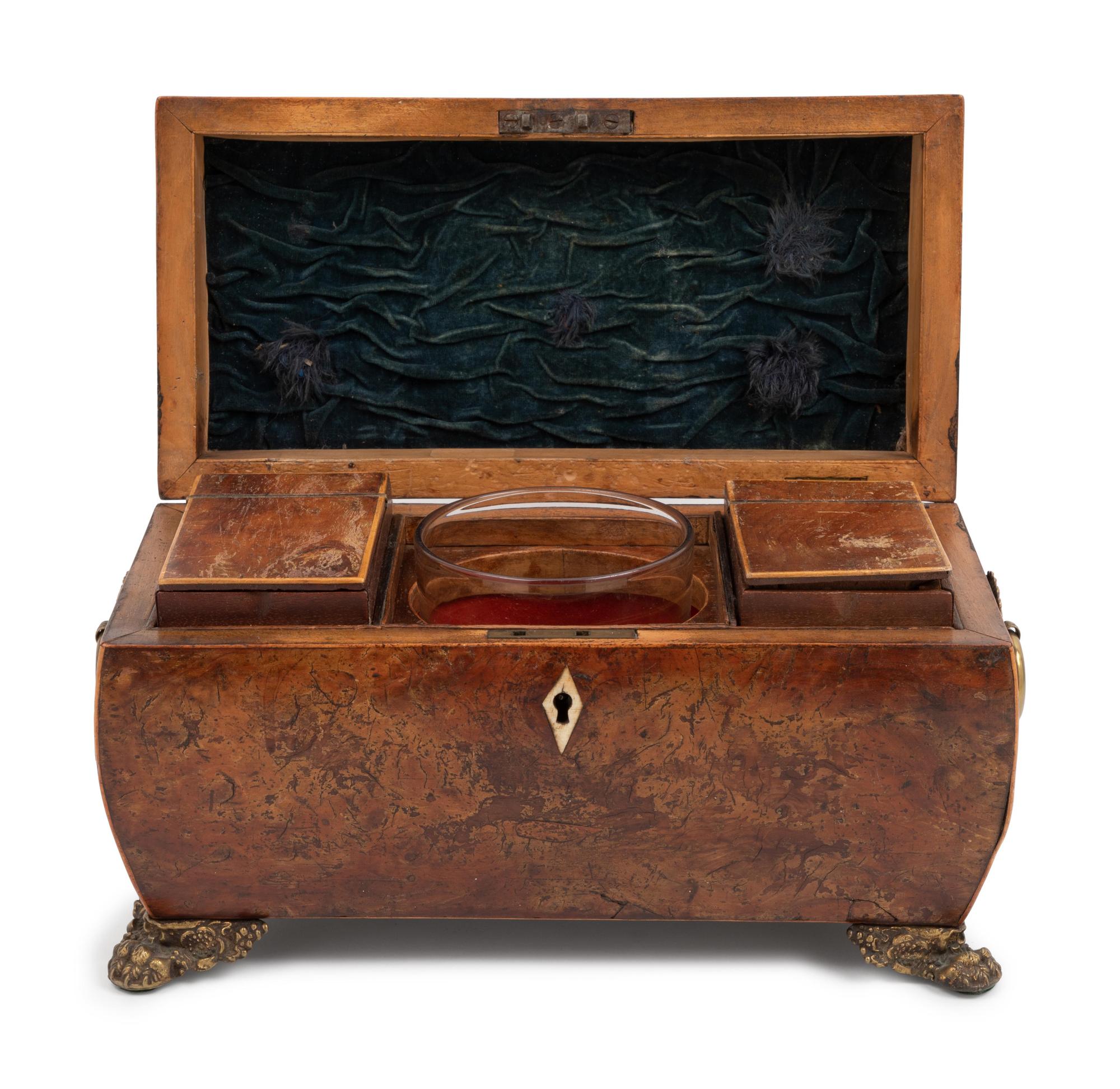 An English Burlwood Tea Caddy