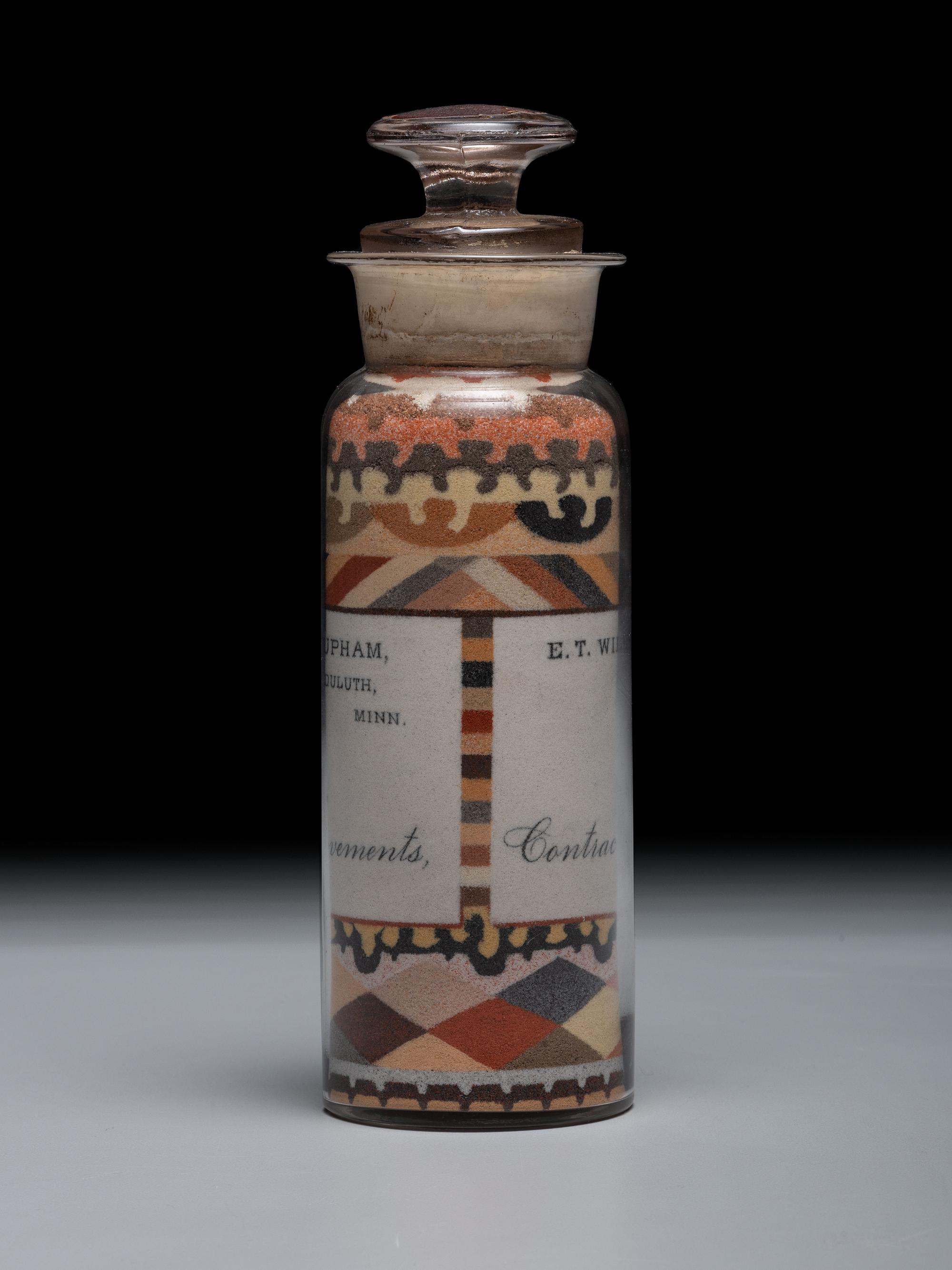 An Andrew Clemens (American, 1857-1894) Williams and Upham Contractors for River and Harbor Improvements Sand Bottle