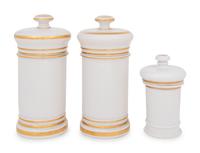 Three French White Glass Apothecary Jars