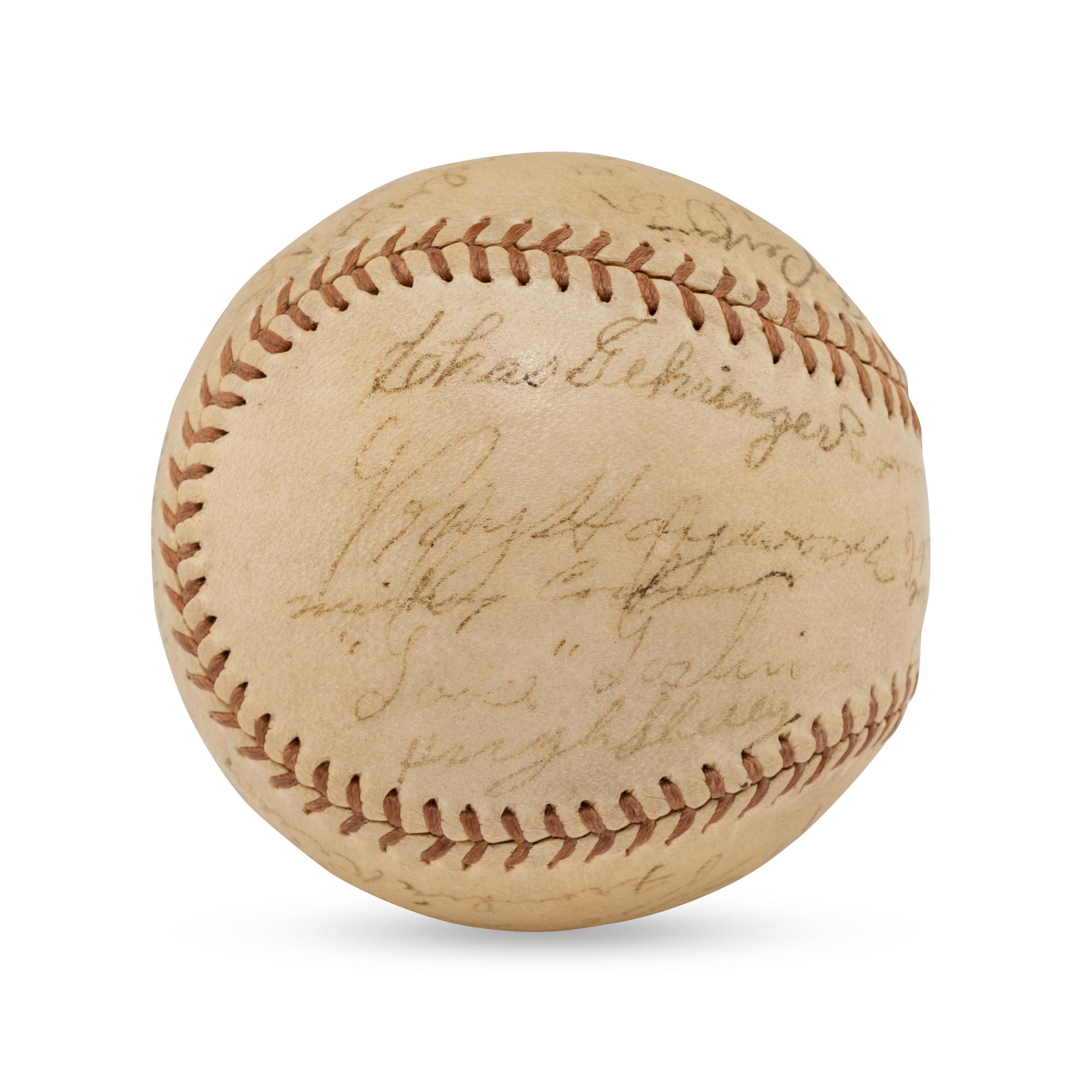 A 1935 World Series Champions Detroit Tigers Team Signed Autograph Baseball Featuring Hank Greenberg, Charles Gehringer, Goose Goslin and Mickey Cochrane (Beckett Authentication Services Letter of Authenticity)