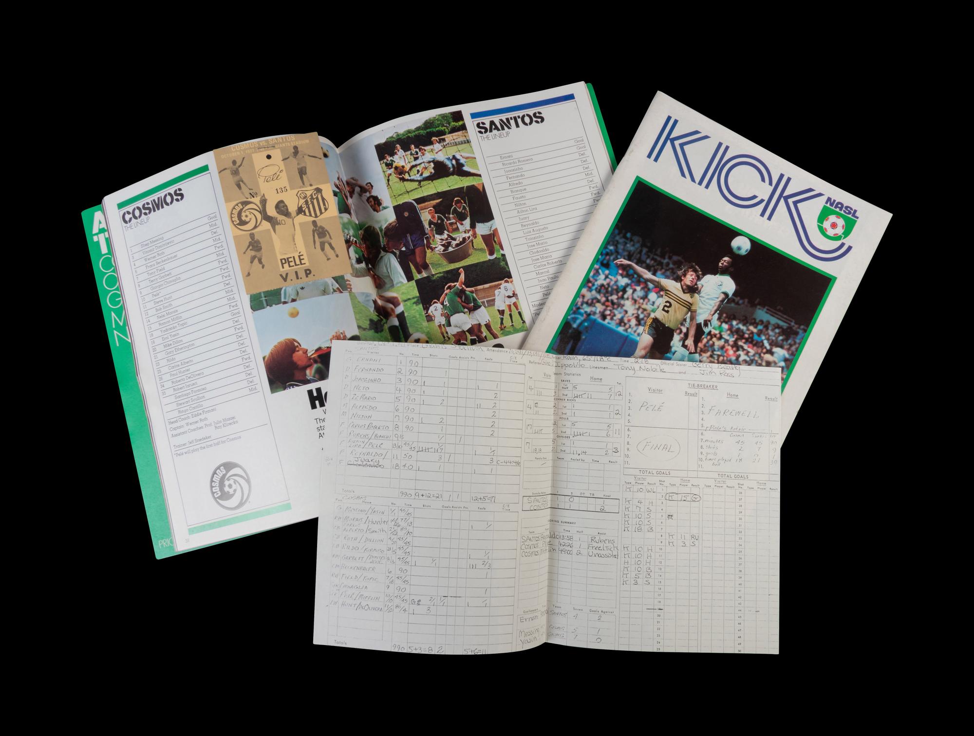 A Group of Pele New York Cosmos On Site Items Including His Final Game,