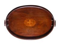 An Inlaid Mahogany Tea Tray on Later Stand