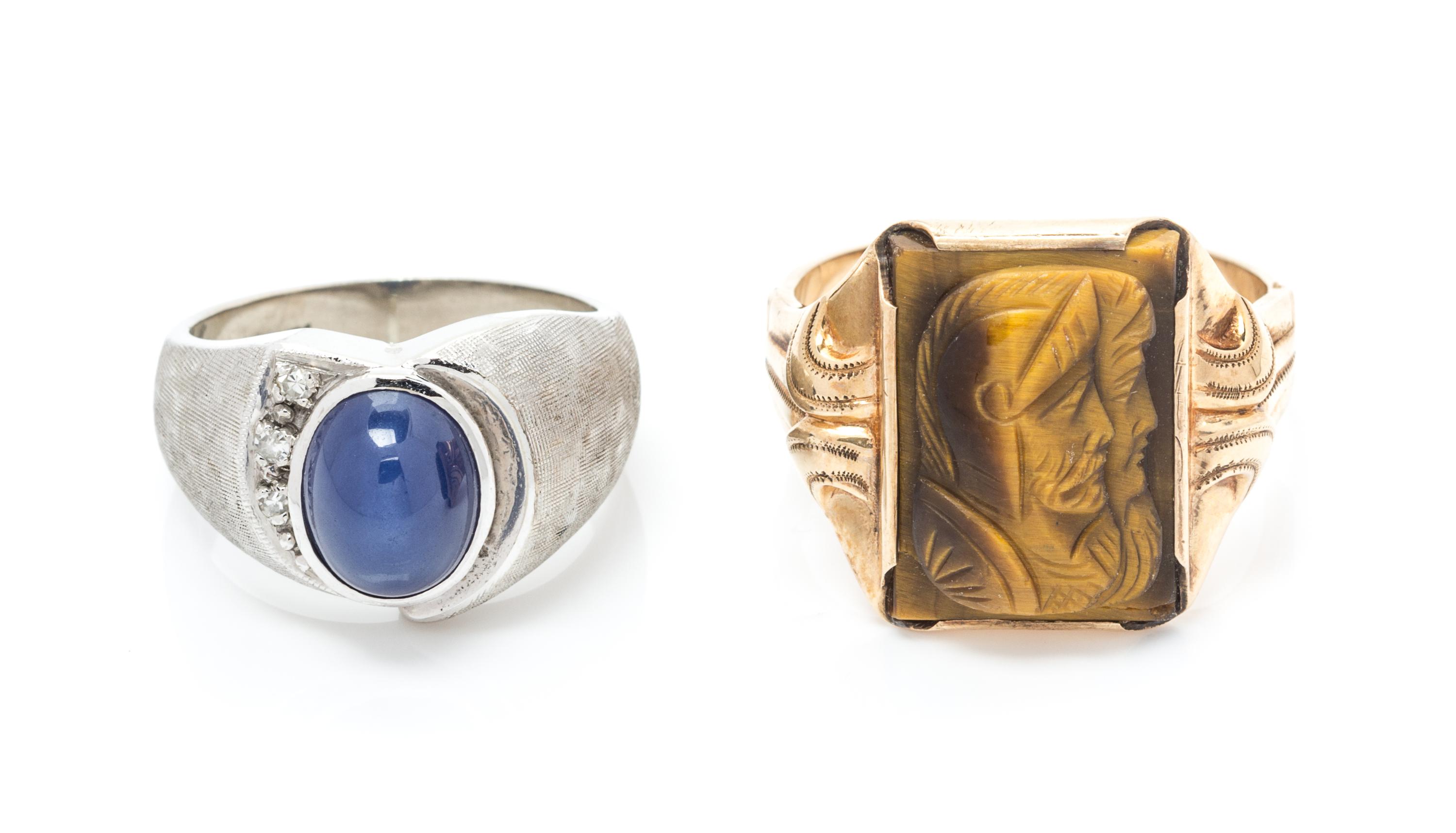 A Collection of 10 Karat Yellow Gold Rings, 10.20 dwts.