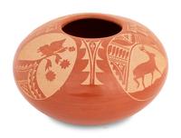 Sgraffito Pottery Redware Bowl