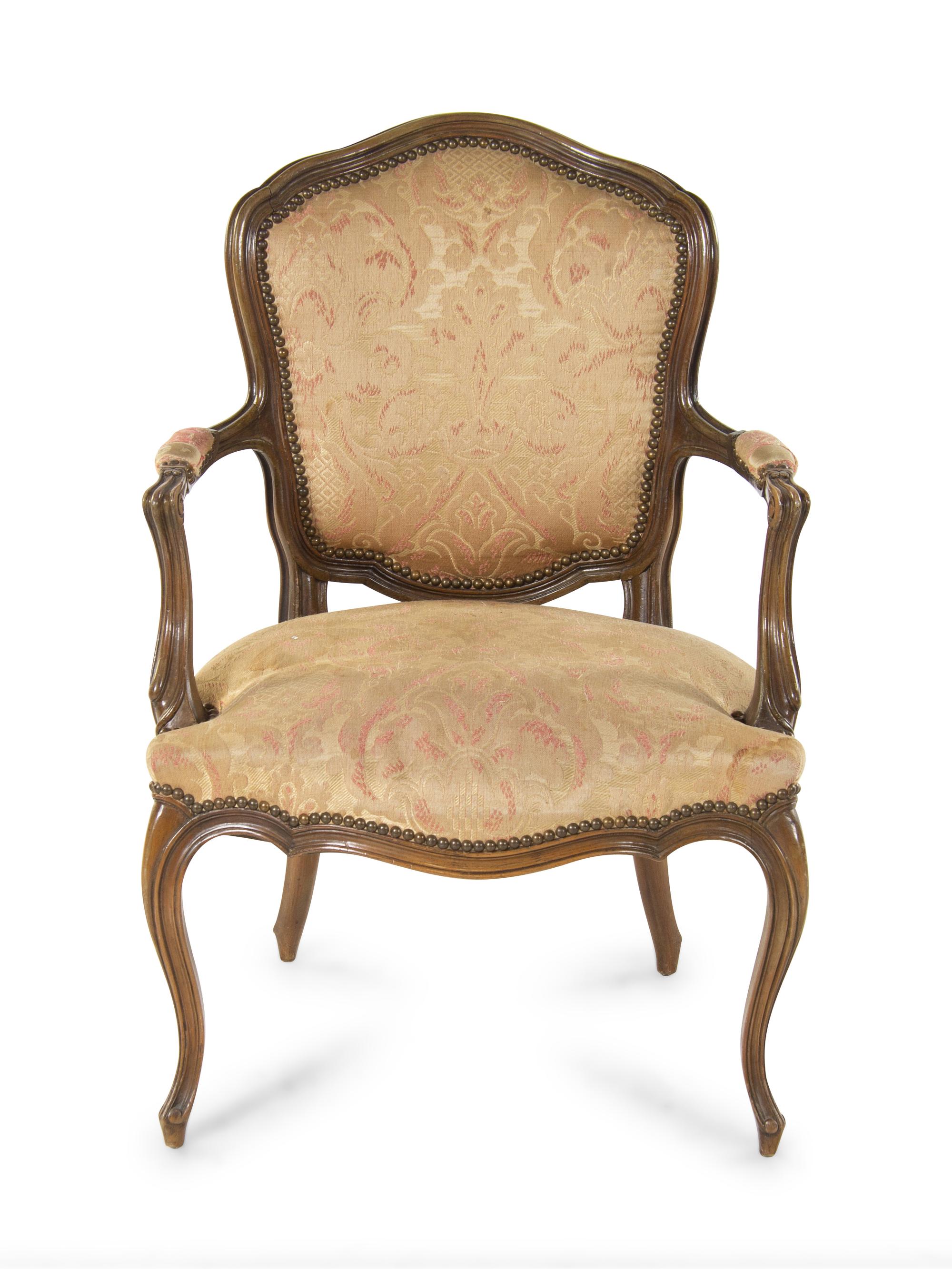 A Louis XV Style Walnut Fauteuil