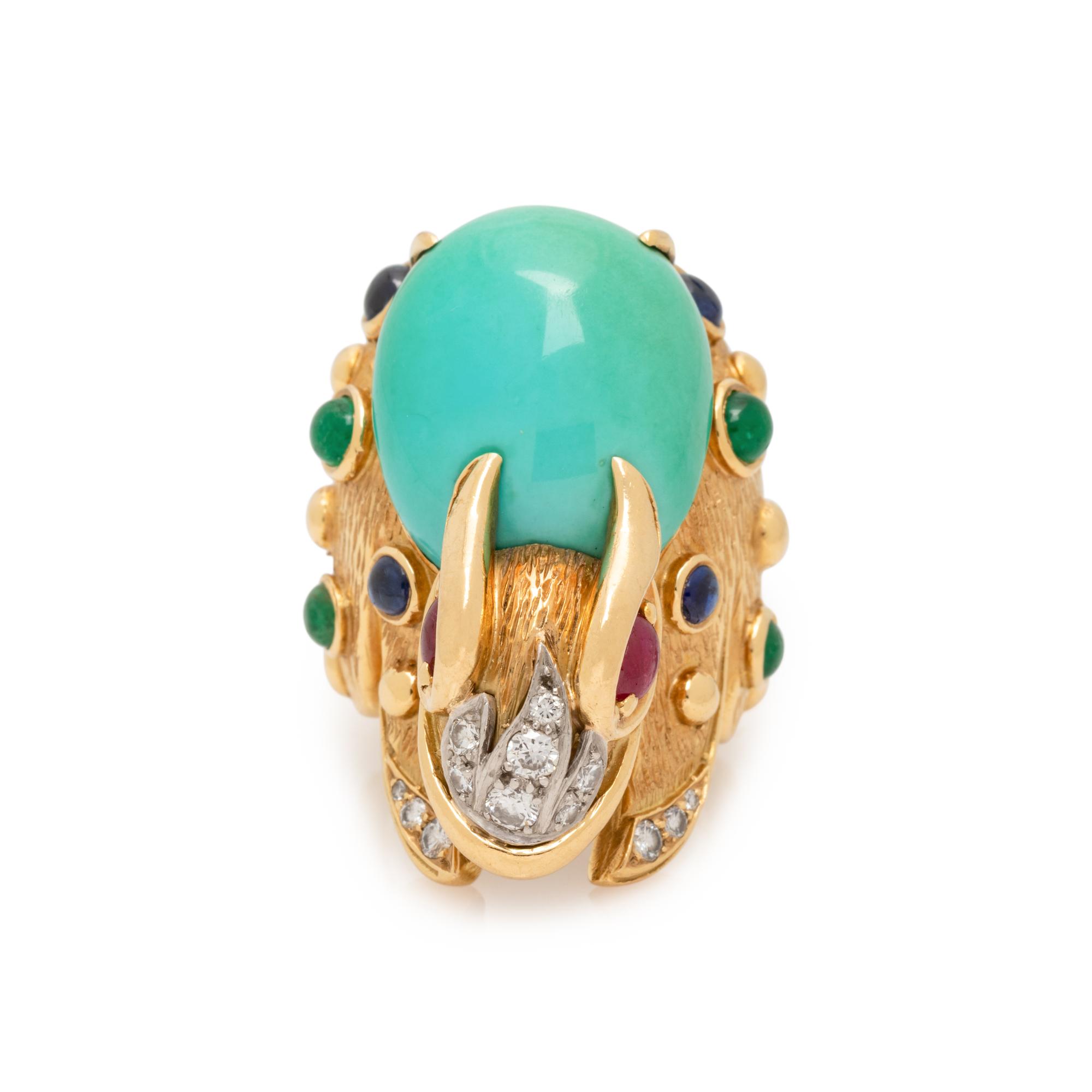 YELLOW GOLD, MULTIGEM AND DIAMOND RING