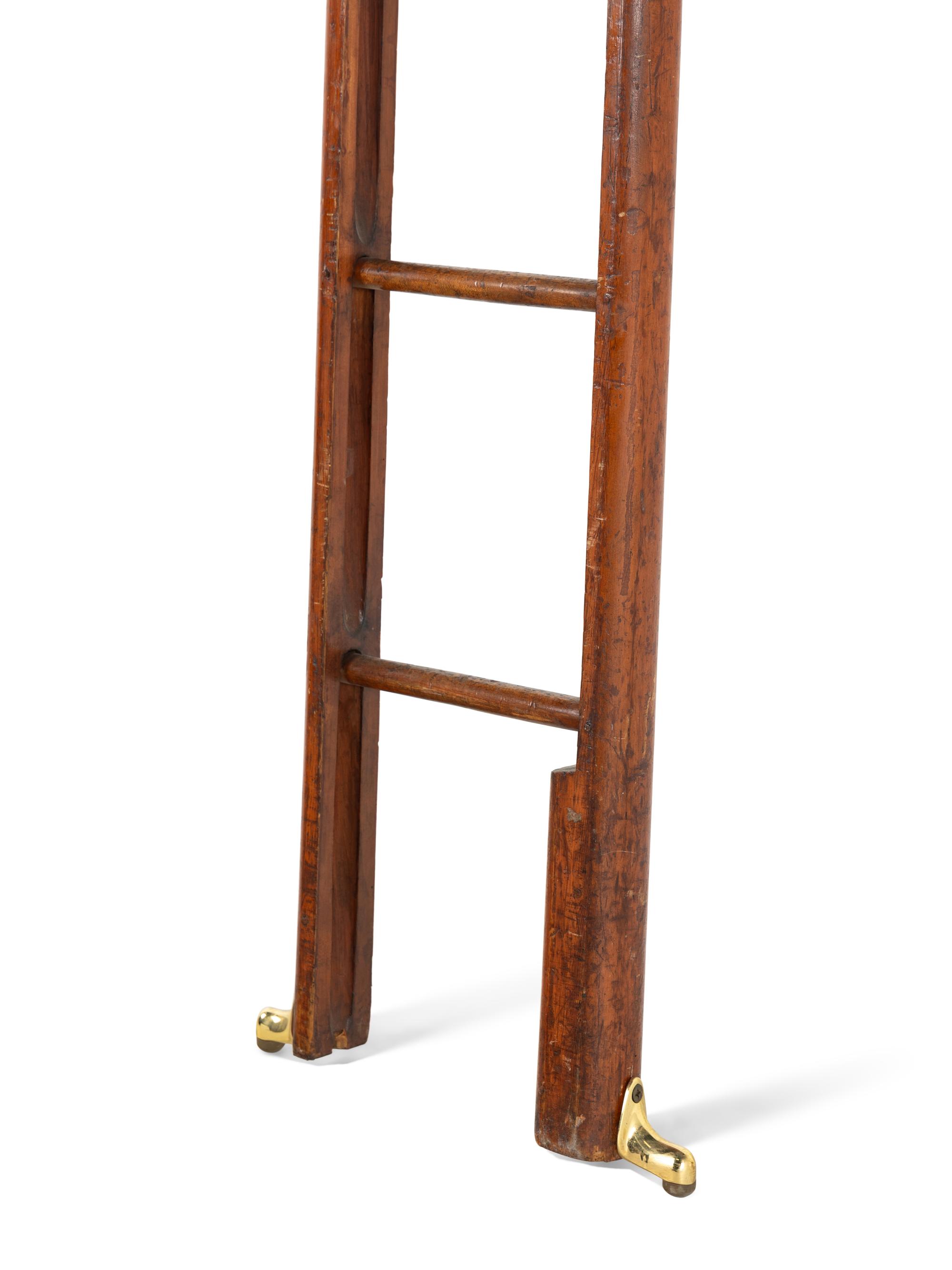 A Regency Brass Mounted Telescoping Library Ladder