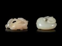 Two White Jade Carving of Double Animals