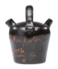 A Rare Albany Slip-Glazed Stoneware Harvest Jug Identified to Elizabeth Beck Harpster