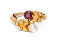 A Yellow Gold, Ruby and Diamond Ring,