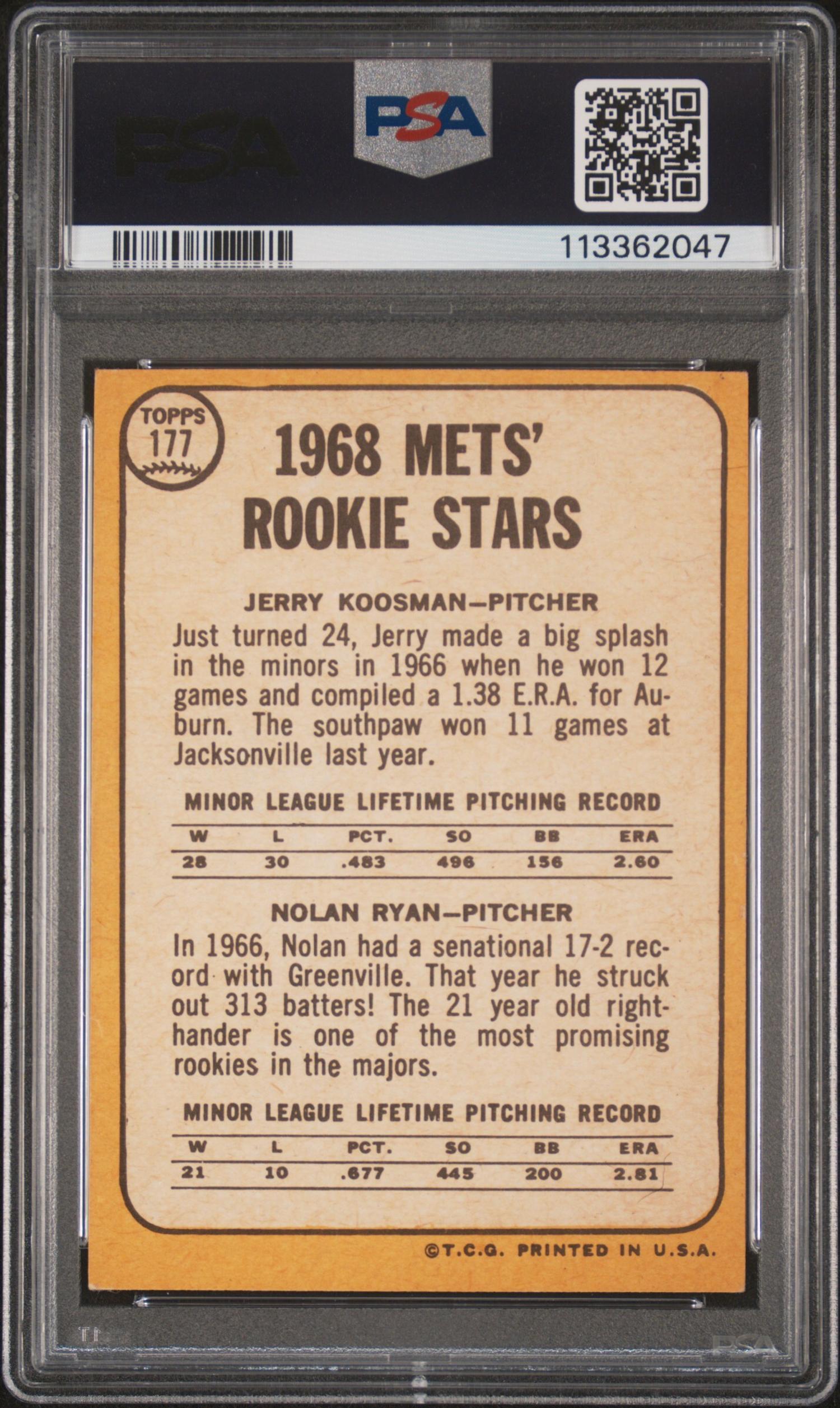 A 1968 Topps Nolan Ryan Rookie Baseball Card No. 177 (PSA 5 EX)