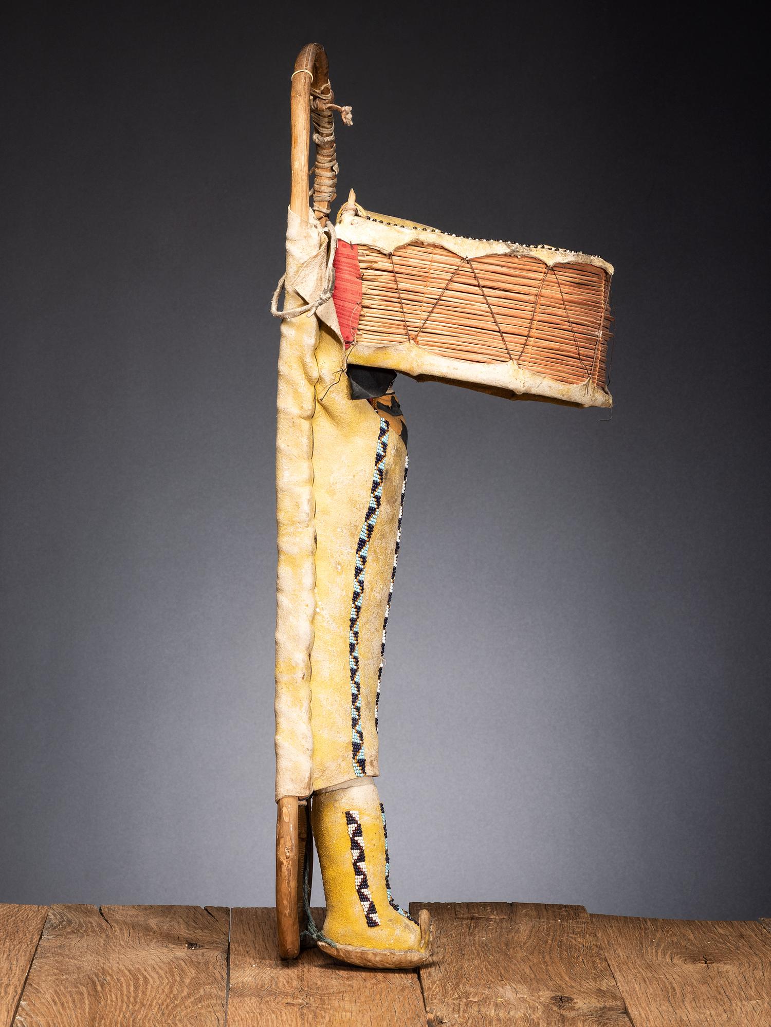 Apache Beaded Hide Cradle, with Doll