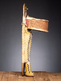 Apache Beaded Hide Cradle, with Doll