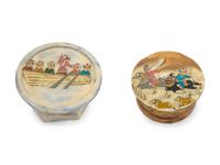 Two Persian Painted Bone Trinket Boxes