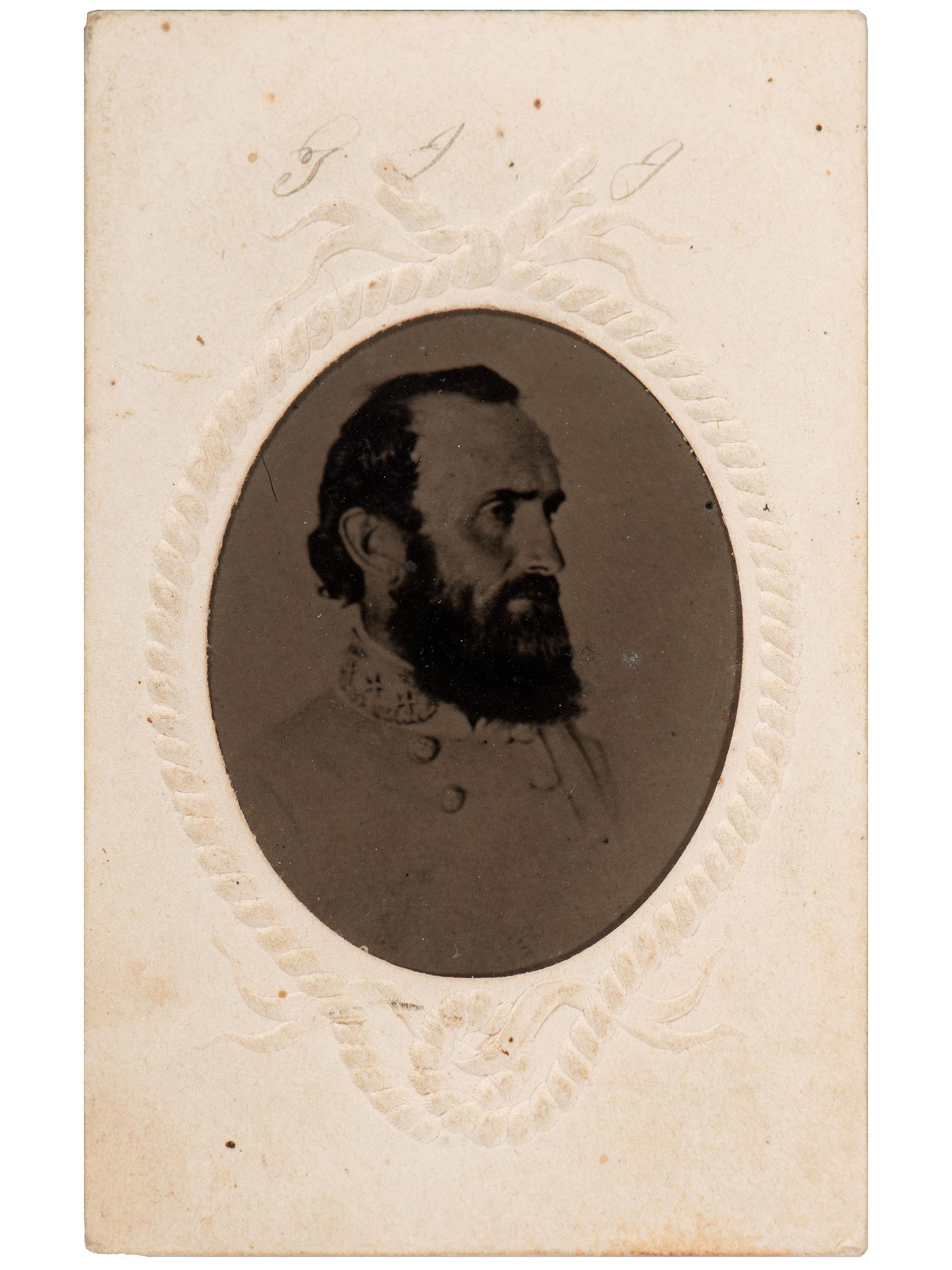 [JACKSON, THOMAS "STONEWALL" (1824-1863)]. Tintype copy of the last portrait of Stonewall Jackson. N.p., ca 1863.