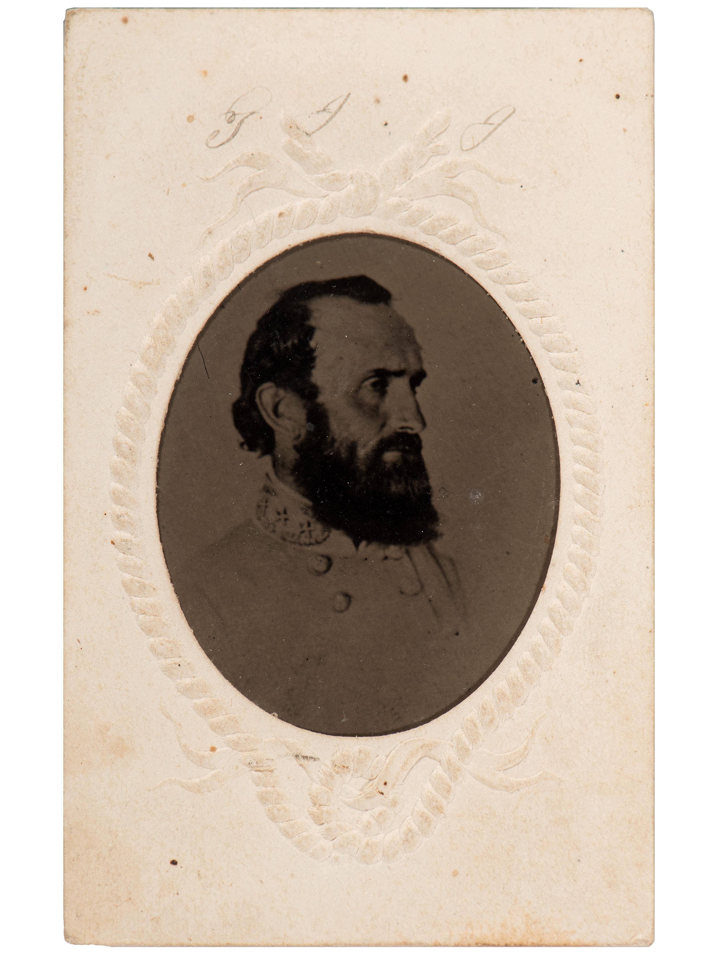 [JACKSON, THOMAS "STONEWALL" (1824-1863)]. Tintype copy of the last portrait of Stonewall Jackson. N.p., ca 1863.