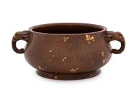 A Chinese Gold Splashed Bronze Incense Burner