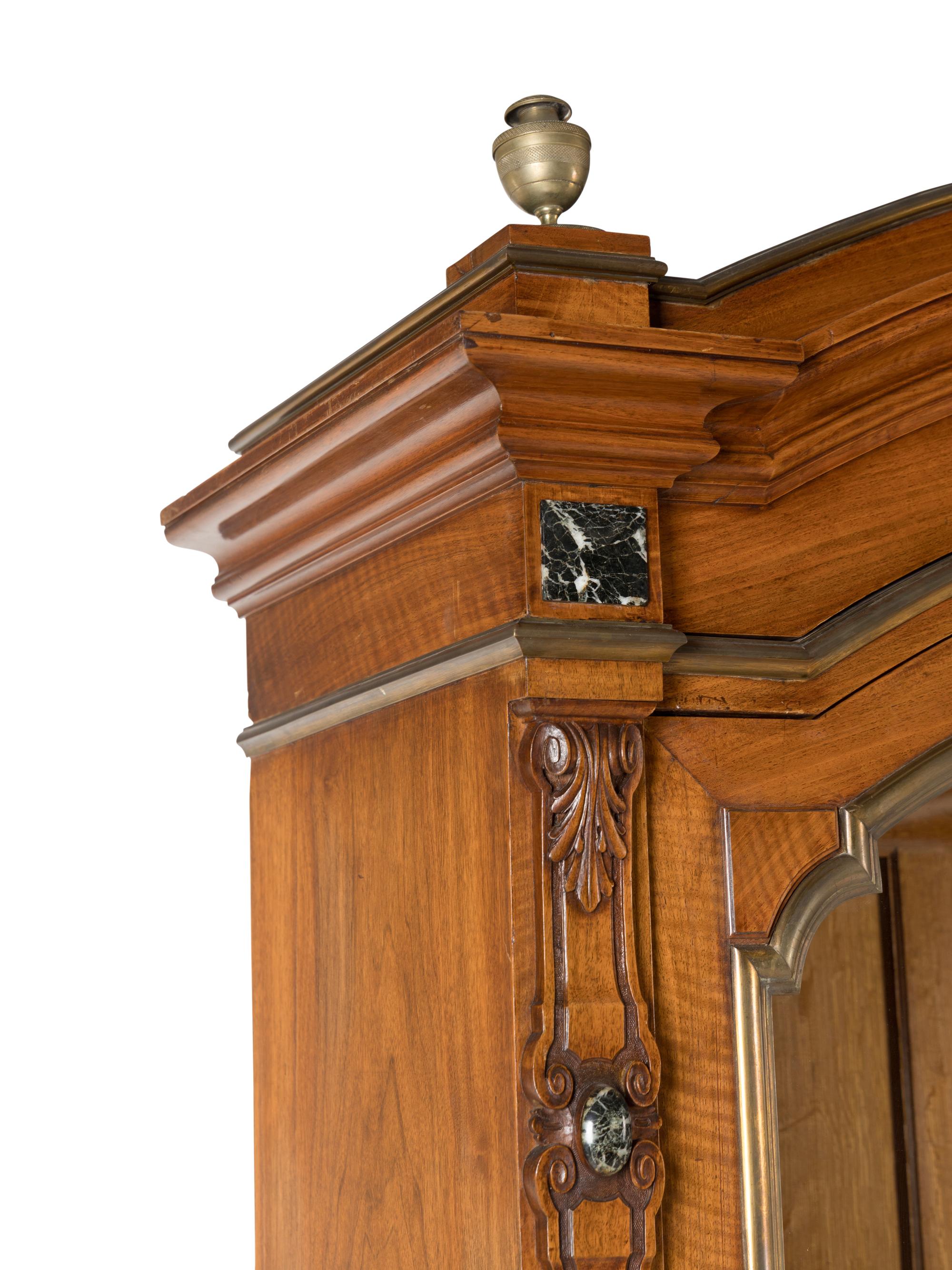 A French Renaissance Revival Mahogany and Marble-Inset Cabinet