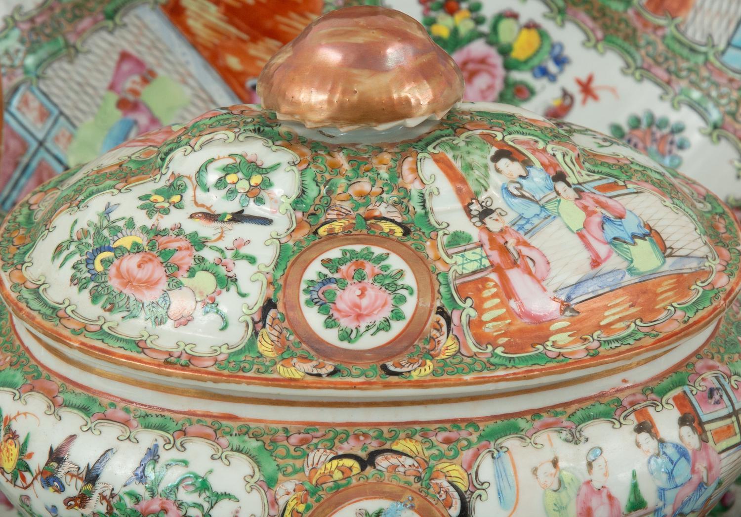 A Group of Chinese Export Rose Medallion Porcelain